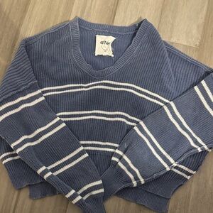Aerie V-Neck Sweater in Blue and White